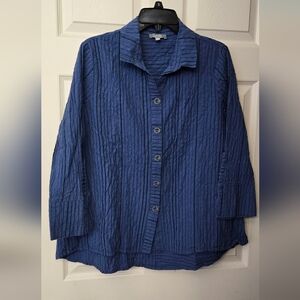 Habitat Textured Blue Button-Down Shirt Size M